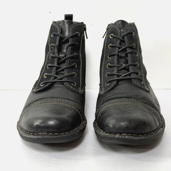 Clarks Whistle Watch Ankle Boots Sz 10 Black Leather Biker Booties 16724 - Picture 4 of 9